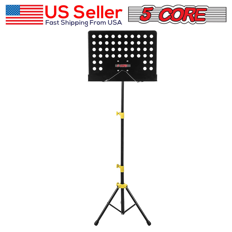 5 Core Sheet Music Stand Professional Folding Adjustable Portable Orchestra Music Sheet Stands, Heavy Duty Super Sturdy MUS YLW-1