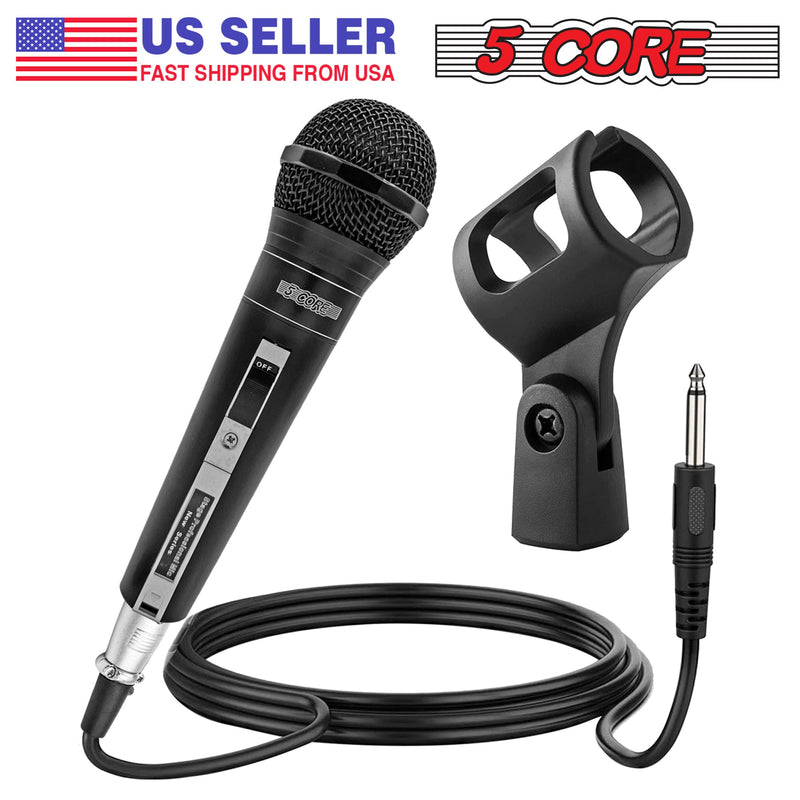 5 CORE Premium Vocal Dynamic Cardioid Handheld Microphone Unidirectional Mic with 12ft Detachable XLR Cable to inch Audio Jack and On/Off Switch for Karaoke Singing PM 757-1