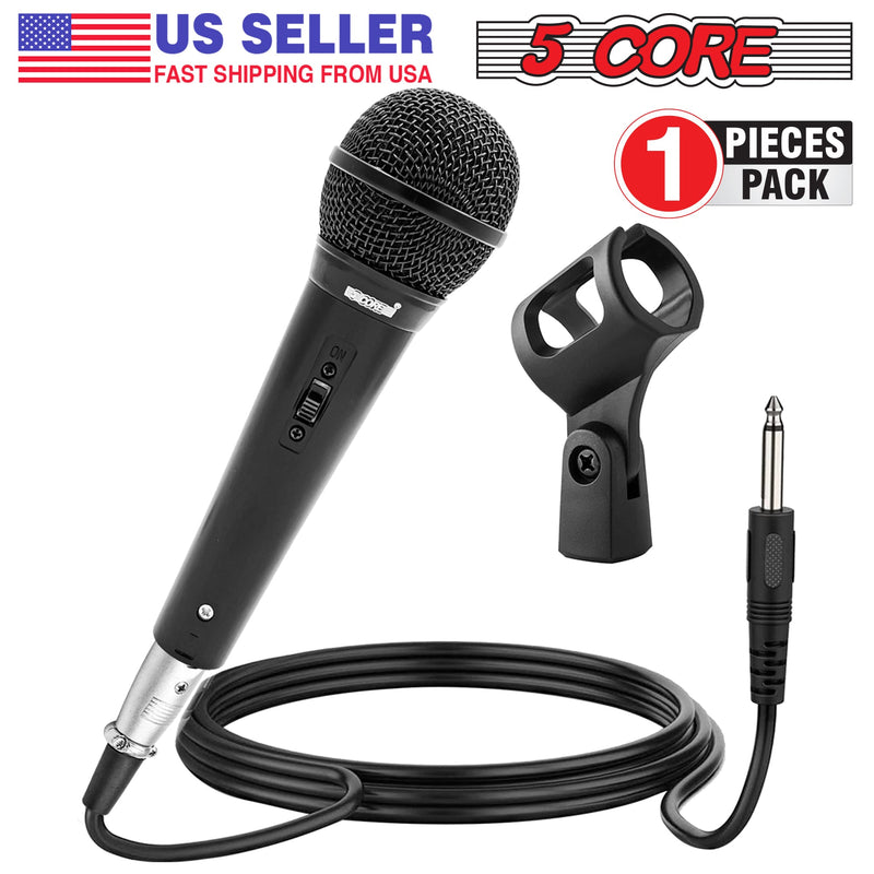 5 Core Microphone Karaoke XLR Wired Mic Professional Studio Microfonos w ON/OFF Switch Pop Filter Dynamic Cardioid Unidirectional Pickup -PM 1O1 BLK-1