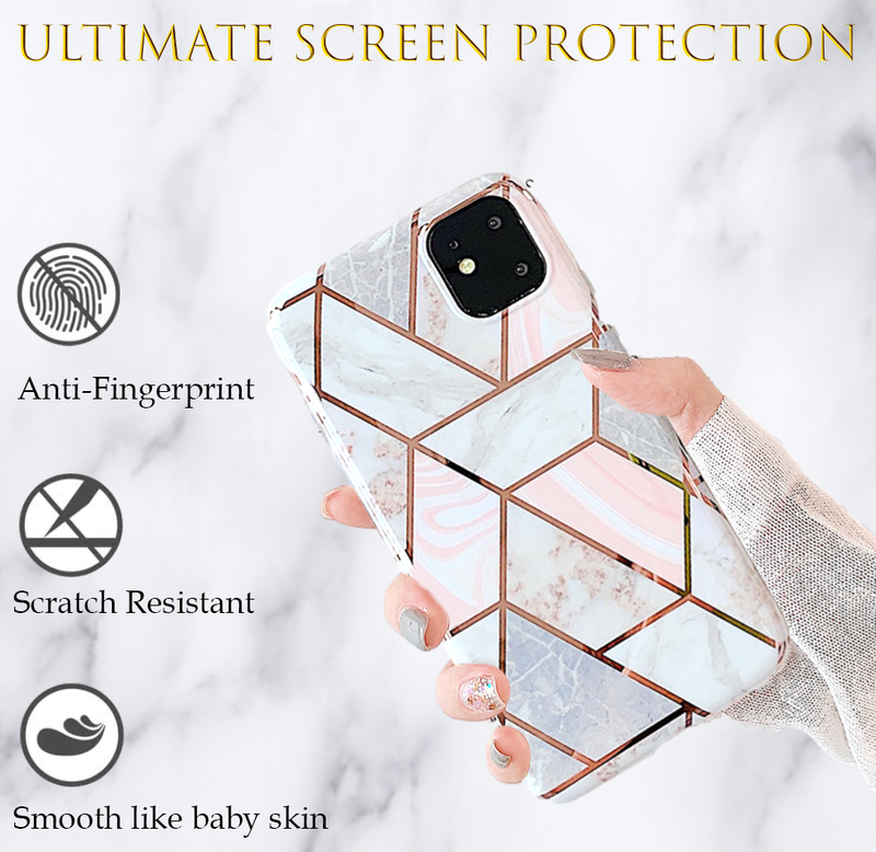 KP KOOL PRODUCTS New Marble Case Compatible with iPhone (12/12 Pro)/12 Pro Max, Geometric Marble Case Hard PC Bumper Protective & Shockproof Shell Cover (12 Pro Max, Blue)-4