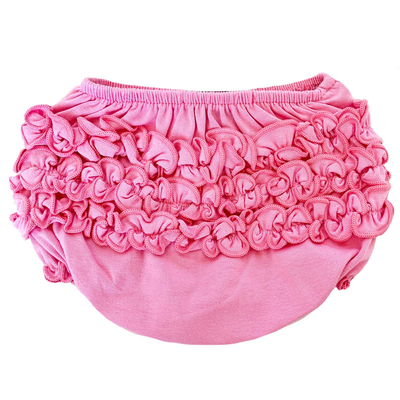 AnnLoren Baby & Toddler Girls Pink Knit Ruffled Butt Bloomer Diaper Cover-0
