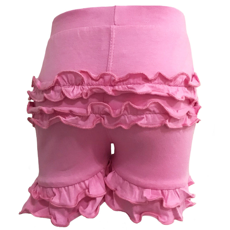 AnnLoren Girls Pink Stretch Cotton Knit RuffleButts Shorts Baby/Toddler-0
