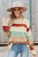 Morgan Crew Neck Drop-shoulder Striped Sweater-5