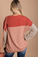 Rachel Block Long Sleeve Ribbed Loose Top-3