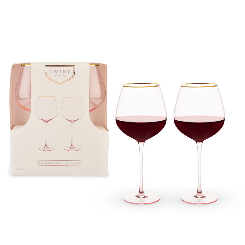 Rose Crystal Red Wine Glass Set by Twine®-0