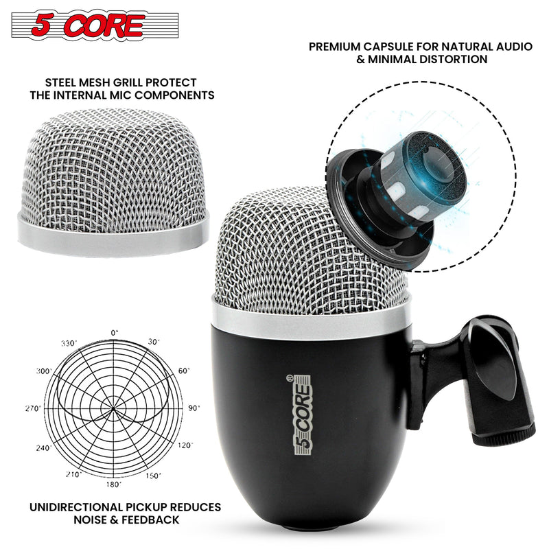 5 Core Conga Tom Snare Microphone Set Professional Cardioid Dynamic Instrument Mic Unidirectional Pickup for Close Miking - CONGA 3 BLK-6