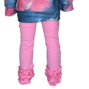 AnnLoren Baby Girls Big Girls Boutique Dark Pink Ruffle Butt Leggings Set-4