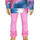 AnnLoren Baby Girls Big Girls Boutique Dark Pink Ruffle Butt Leggings Set-3
