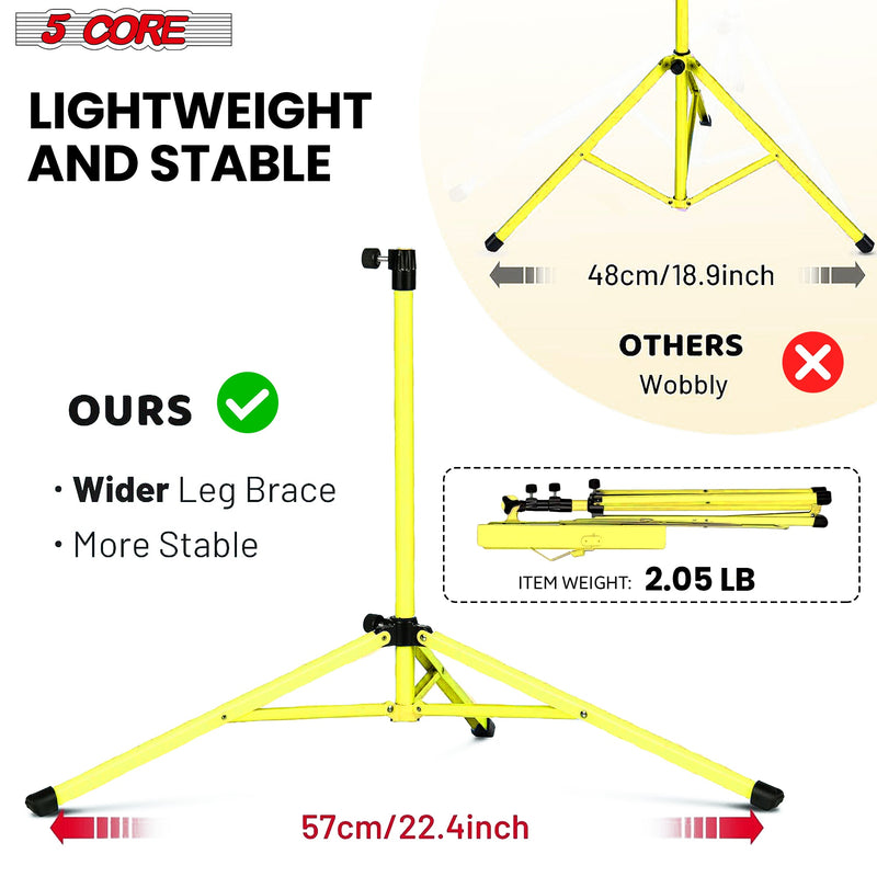 5 Core Music Stand, 2 in 1 Dual-Use Adjustable Folding Sheet Stand Yellow / Metal Build Portable Sheet Holder / Carrying Bag, Music Clip and Stand Light Included - MUS FLD YLW-4