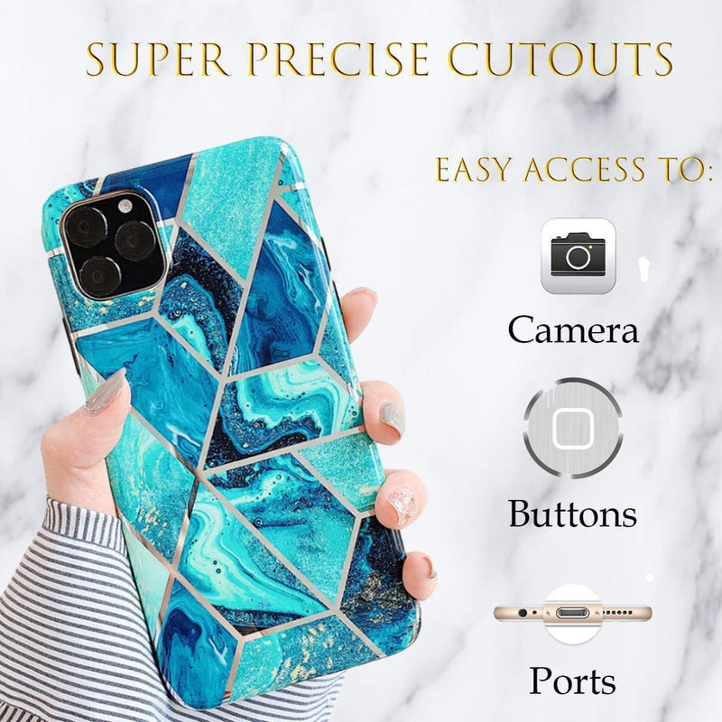 Geometric Marble Case Hard PC Bumper Protective & Shockproof Shell Cover (12/12 Pro/12 Pro Max with Pop Socket, Coral)-14