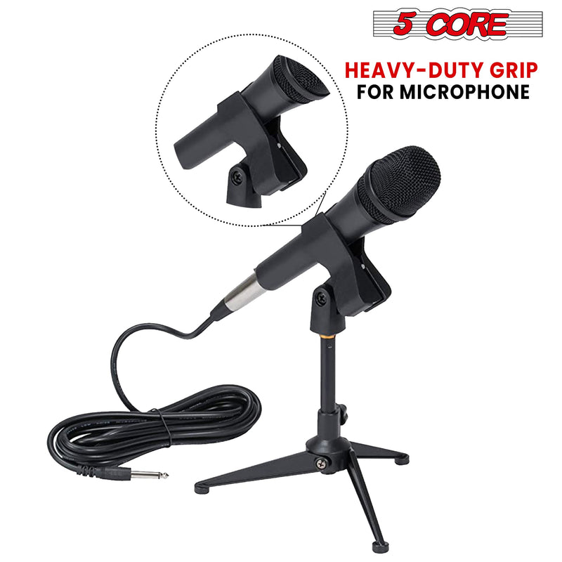 5 Core Universal Microphone Clip Holder Combo Pack with Nut Adapters 5/8" to 3/8" 6 Pack Black - 123478 6PCS-4