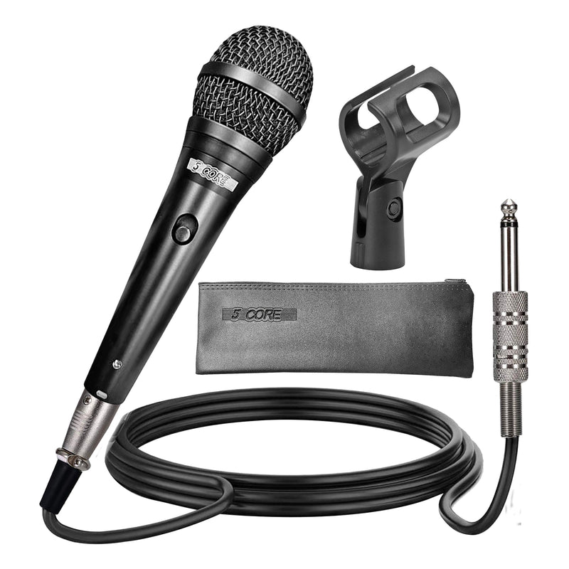 5 Core Microphone Professional Dynamic Karaoke XLR Wired Mic w ON/OFF Switch Pop Filter Cardioid Unidirectional Pickup Micrófono -ND 58 BLK-0