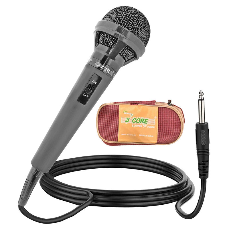 5 Core Karaoke Microphone Dynamic Vocal Handheld Mic Cardioid Unidirectional Microfono w On and Off Switch Includes XLR Audio Cable and Bag -MIC 260-0