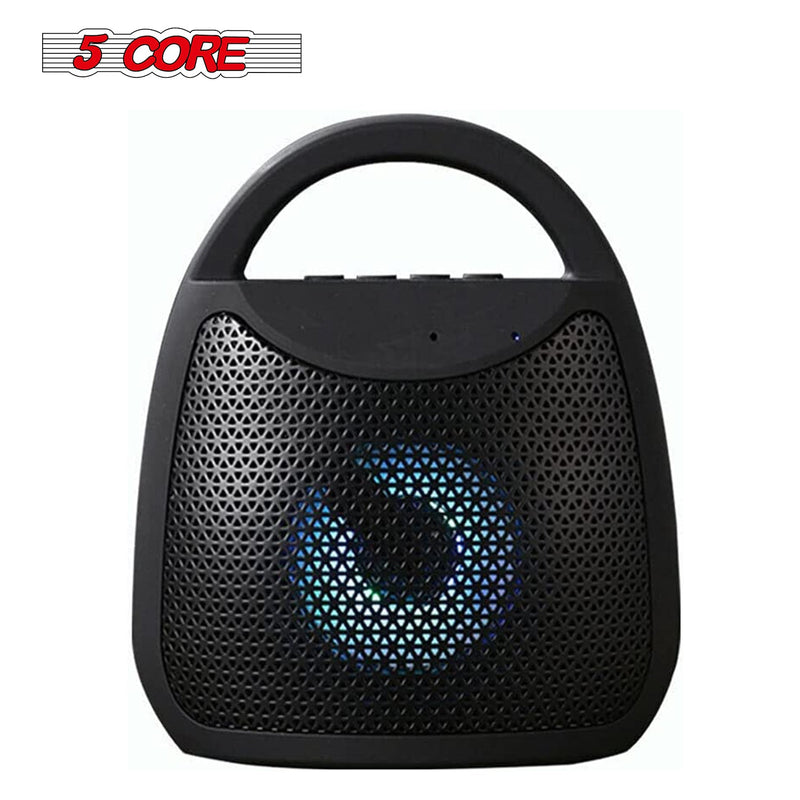 5 Core 4" Portable Bluetooth Speaker Outdoor Wireless Mini Speakers 40W with Loud Stereo and Booming Bass, Dual Pairing, USB, FM, TF Card, 10H Playtime, Water Resistant for Home Party Black BT-13B-1