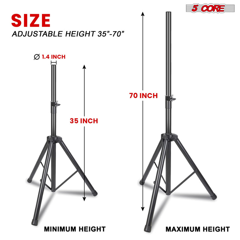 5 Core Speakers Stands 1 Piece Black Heavy Duty Height Adjustable Tripod PA Monitor Holder for Large Speakers DJ Stand Para Bocinas -SS HD 1PK BLK WOB-2