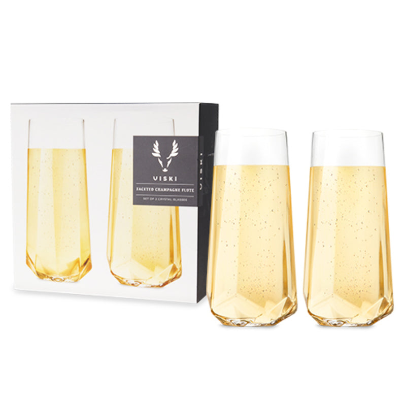 Faceted Crystal Stemless Champagne Flutes by Viski®-0