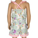 AnnLoren Little & Big Girls Jumpsuit Magical Unicorn Rainbows Spring Romper-1