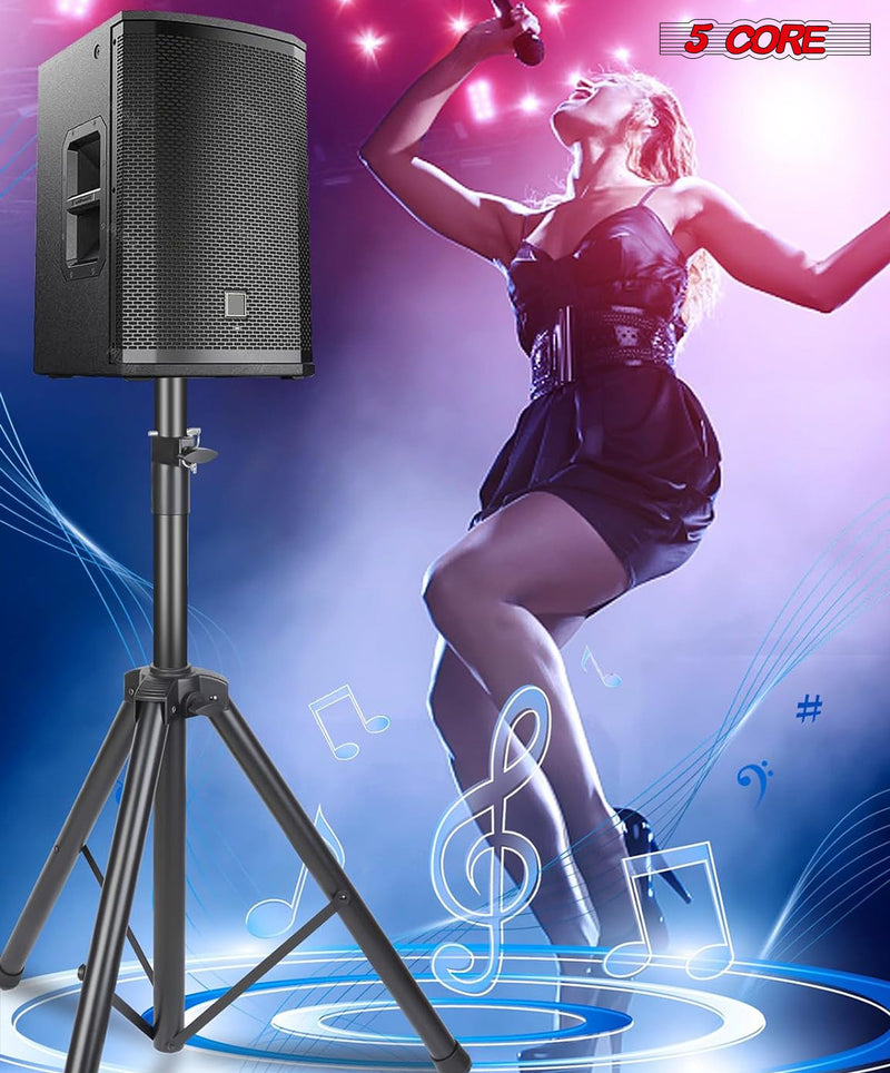 5 Core Speakers Stands 1 Piece Black Heavy Duty Height Adjustable Tripod PA Monitor Holder for Large Speakers DJ Stand Para Bocinas -SS HD 1PK BLK WOB-3